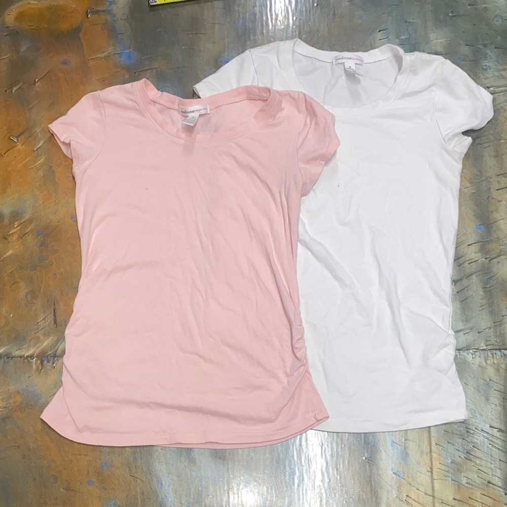 Lot of Pink and White Short Sleeve Maternity T-Shirts Tees Tops Sz Sm & Med